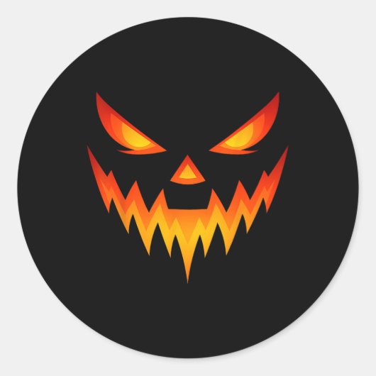 Scary Pumpkin Jack O Lantern Face Halloween Costum ラウンドシール (正面)