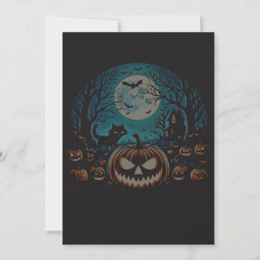Scary Pumpkin Moonlit Halloween Party Invite 招待状 (裏面)