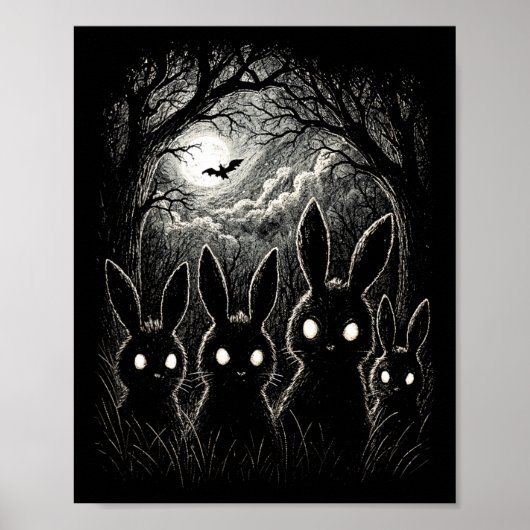 Scary Rabbit Eyes Forest Creepy Halloween Costume  ポスター (正面)