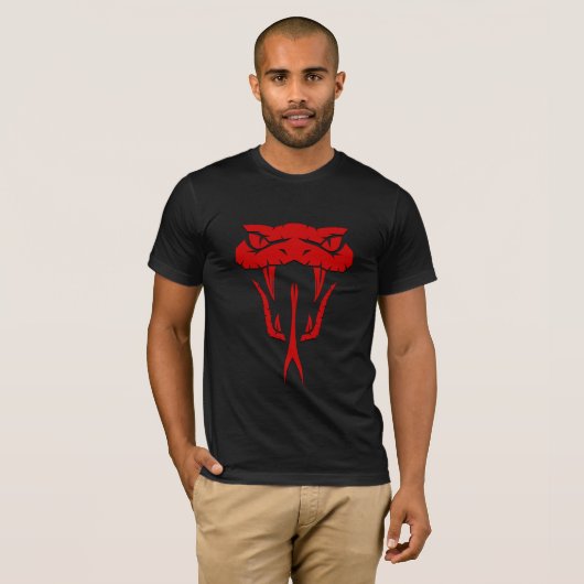 Scary Red Snake - Fierce Red Serpent Face T-Shirt Tシャツ (正面フル)