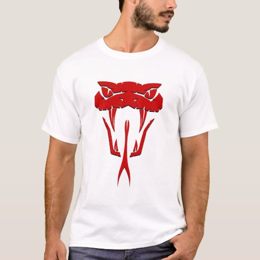 Scary Red Snake - Fierce Red Serpent Face T-Shirt Tシャツ (正面)