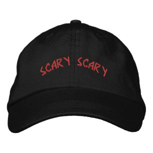 SCARY SCARY テキスト ハロウィンをお祝い おもしろ 黒ハット 刺繍入りキャップ