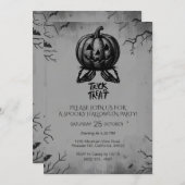 Scary Skeleton Pumpkin Trick or Treat Spooky Party 招待状 (正面/裏面)