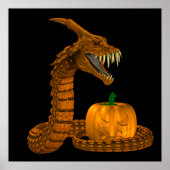 Scary Snake Protecting A Pumpkin ポスター (正面)