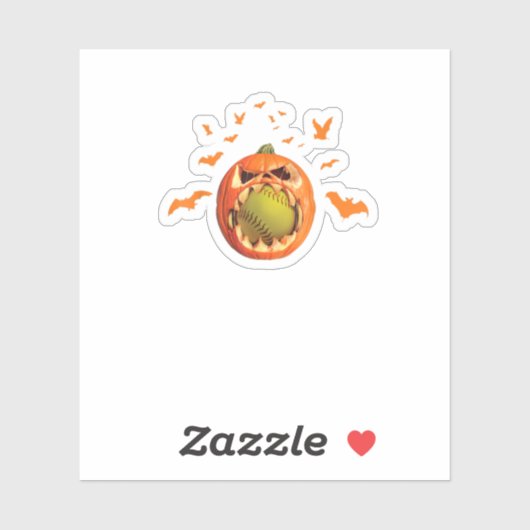 Scary Softball Jack O39Lantern Pumpkin Halloween S シール (シート)