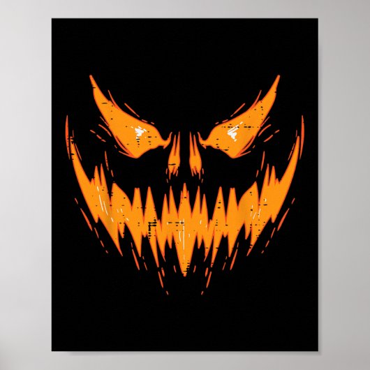 Scary Spooky Jack O Lantern Face Pumpkin Halloween ポスター (正面)