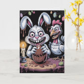 Scary Surreal Horror Easter Card Dark Holiday カード (黄色い花)