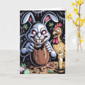 Scary Surreal Horror Easter Card Dark Holiday  カード (黄色い花)