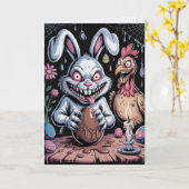 Scary Surreal Horror Easter Card Dark Holiday  カード (黄色い花)