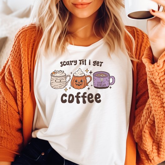 Scary Til I Get Coffee レトロハロウィン トライブレンドTシャツ