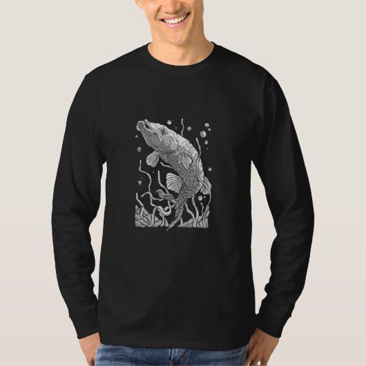 Scary underwater sea fish predator tシャツ (正面)