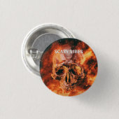 Scary Vibes. Flaming skull in space 缶バッジ (正面&裏面)