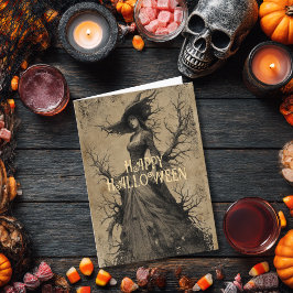 Scary Vintage Salem Witch Gothic Spooky Halloween  カード