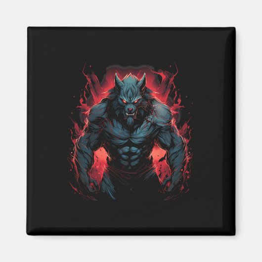 Scary Werewolf Full Moon Halloween Costume Horror  マグネット (正面)