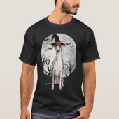 Scary Whippet Dog Witch Hat Halloween Tシャツ (正面)