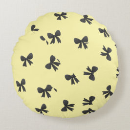 Scattered Bow Pattern Round Throw Pillow  ラウンドクッション