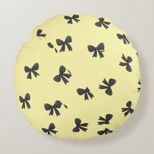 Scattered Bow Pattern Round Throw Pillow  ラウンドクッション (正面)