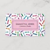 Scattered Crayons Substitute Teacher Contact Info 名刺 (正面)