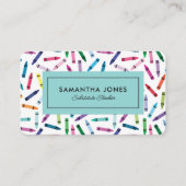 Scattered Crayons Substitute Teacher Contact Info 名刺 (正面)