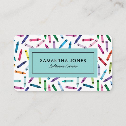 Scattered Crayons Substitute Teacher Contact Info 名刺 (正面)