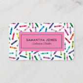 Scattered Crayons Substitute Teacher Contact Info 名刺 (正面)