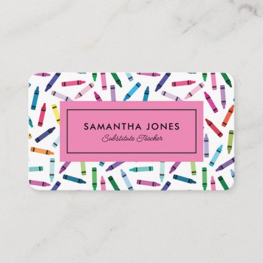 Scattered Crayons Substitute Teacher Contact Info 名刺 (正面)