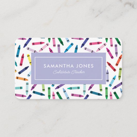 Scattered Crayons Substitute Teacher Contact Info 名刺 (正面)