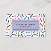 Scattered Crayons Substitute Teacher Contact Info 名刺 (正面)