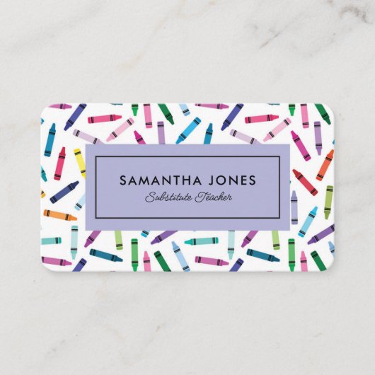 Scattered Crayons Substitute Teacher Contact Info 名刺 (正面)