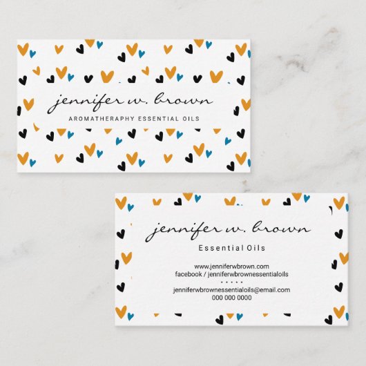 Scattered Hearts Confetti 名刺 (正面/裏面)