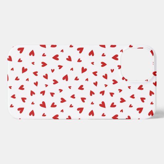 Scattered Little Red Hearts iPhoneケース (裏面横)