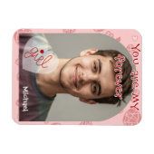 Scattered Red Hearts Valentine Card マグネット (横)