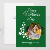 Scattered Shamrock Shape Photo St Patricks Day  シーズンカード (正面/裏面)