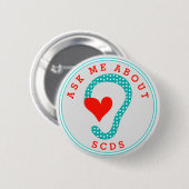 SCDS (頼赤い文字とアクア)ボタンについて 缶バッジ (正面&裏面)