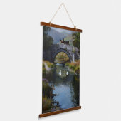 Scene of horse carriage on a bridge over stream 吊り下げ型タペストリー (傾斜あり)