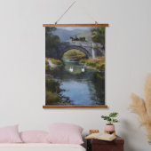 Scene of horse carriage on a bridge over stream 吊り下げ型タペストリー (寝室)