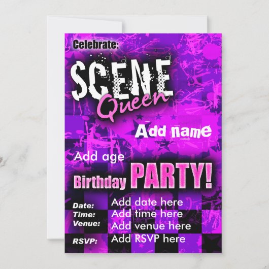 Scene Queen Birthday Partyへの招待 招待状 (正面)