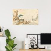 Scene w/タワー – Hendrick Avercampファインアートポスター ポスター (ホームオフィス)