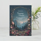 Scenic Alpine Valley Floral Arch Evening Wedding 招待状 (スタンド正面)