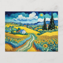 Scenic Country Path Through Sunflower Fields