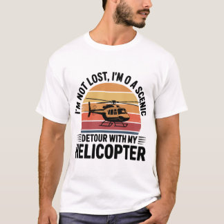 Scenic Detour Helicopter Retro Sunset Design Tシャツ