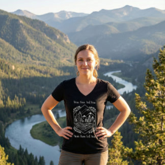 Scenic Forest River Camping Badge Your Text Gift Tシャツ