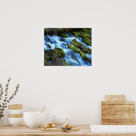 Scenic Forest Waterfall Landscape ポスター (キッチン)