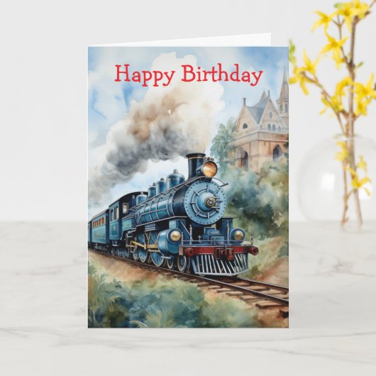 Scenic Landscape a Victorian Train カード (黄色い花)