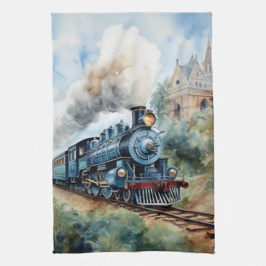 Scenic Landscape a Victorian Train キッチンタオル (縦)