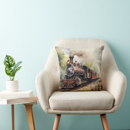 Scenic Landscape a Victorian Train クッション (椅子)