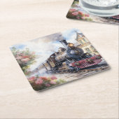 Scenic Landscape a Victorian Train スクエアペーパーコースター (アングル)