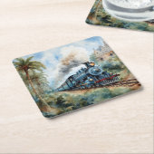 Scenic Landscape a Victorian Train スクエアペーパーコースター (アングル)