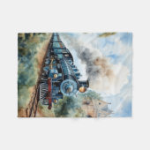 Scenic Landscape a Victorian Train フリースブランケット (正面(横))