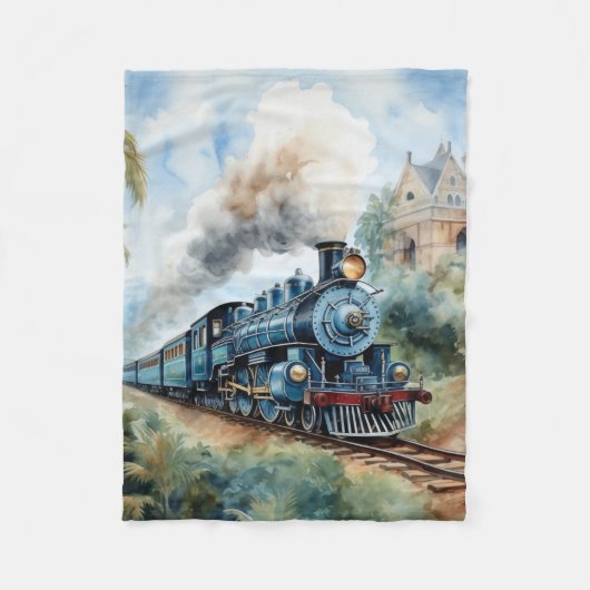 Scenic Landscape a Victorian Train フリースブランケット (正面)